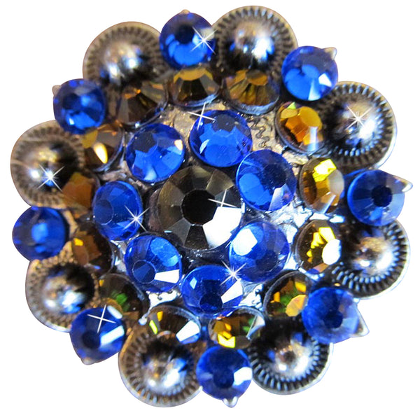 Western Screw Back Concho Sapphire Berry Crystals Headstall Tack Cowgirl - Uhorse
