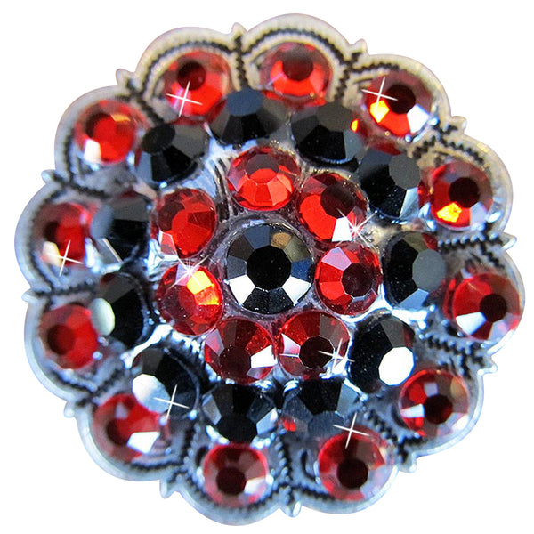 Antique Silver Finish Jet Light Siam Crystal Rhinestone Bling Berry Concho - Uhorse