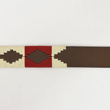 BAR H EQUINE Western Genuine Leather Men And Women Brown Belt Embroidered Maroon & Beige