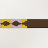 Bar H Equine Western Brown Full Grain Genuine Leather Men and Women Belt Embroidered Yellow & Purple | Unisex Western Belt with Removable Buckle