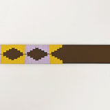 BAR H EQUINE Western Genuine Leather Men And Women Brown Belt Embroidered Yellow & Purple