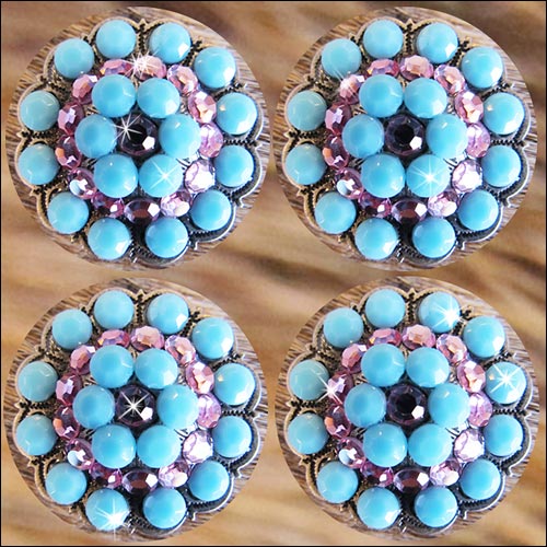 HILASON Western Screw Back Concho Turquoise Crystal Berry Horse Saddle Tack Belt| Belt | Slotted Conchos