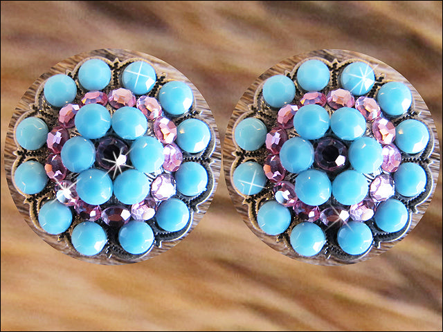 HILASON Western Screw Back Concho Turquoise Crystal Berry Horse Saddle Tack Belt| Belt | Slotted Conchos