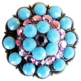 Set Of 8 Western Screw Back Concho Turquoise Crystal Horse Saddle Belt - Uhorse
