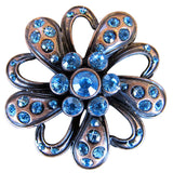 Set Of 4 Western Screw Back Concho Crystal Bling Floral Design Copper - Uhorse