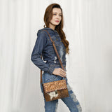 American Darling Adbg1465 Small Crossbody Hand Tooled Hair-On Genuine Leather Women Bag Western Handbag Purse