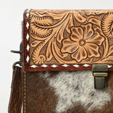American Darling Western Small Cross Body Bag – Genuine Leather Hair-On Cowhide with Hand-Tooled Floral Carving for Everyday Use