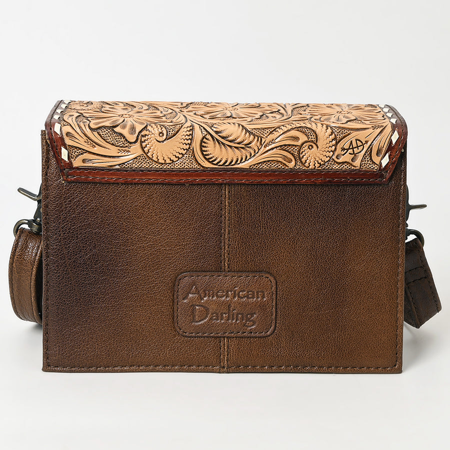 American Darling Western Small Cross Body Bag – Genuine Leather Hair-On Cowhide with Hand-Tooled Floral Carving for Everyday Use