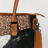 American Darling Adbg1467 Tote Hand Tooled Hair-On Genuine Leather Women Bag Western Handbag Purse