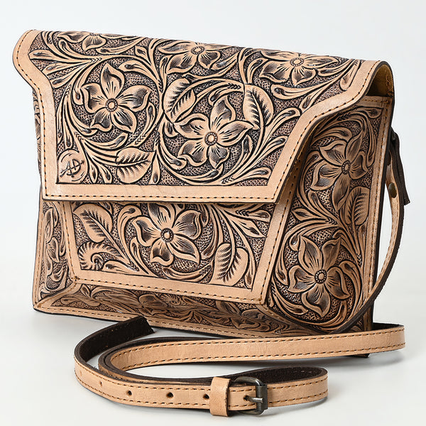 American Darling Hand-Tooled Western Leather Messenger Bag with Floral Carving and Genuine Leather Craftsmanship - Uhorse