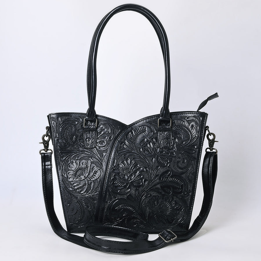 American Darling Western Tote Bag, Hand Tooled Genuine Leather, Floral Carved Design, Premium Craftsmanship & Everyday Carry