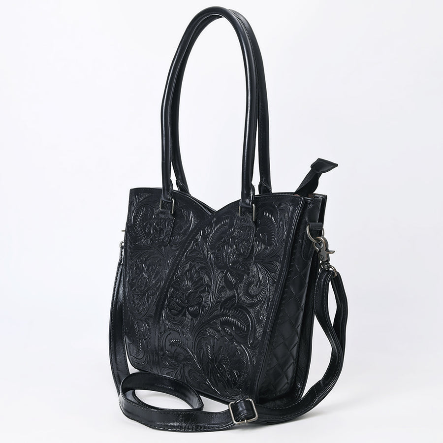 American Darling Western Tote Bag, Hand Tooled Genuine Leather, Floral Carved Design, Premium Craftsmanship & Everyday Carry