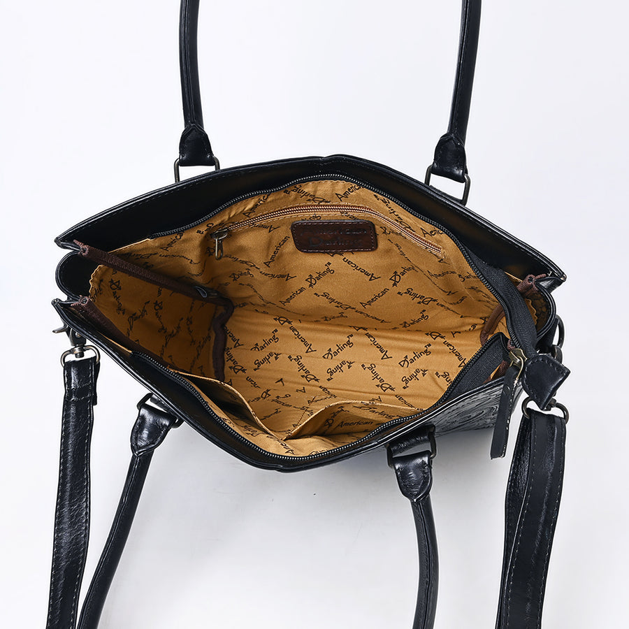 American Darling Western Tote Bag, Hand Tooled Genuine Leather, Floral Carved Design, Premium Craftsmanship & Everyday Carry