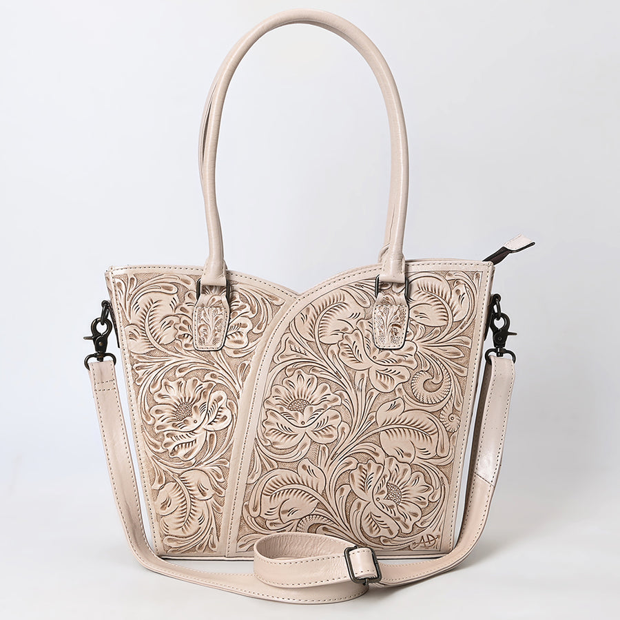 American Darling Western Tote Bag, Hand Tooled Genuine Leather, Floral Carved Design, Premium Craftsmanship & Everyday Carry