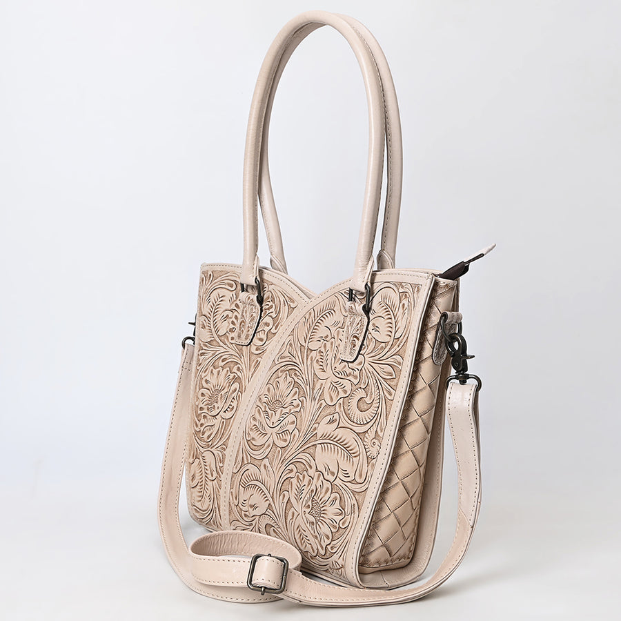 American Darling Western Tote Bag, Hand Tooled Genuine Leather, Floral Carved Design, Premium Craftsmanship & Everyday Carry
