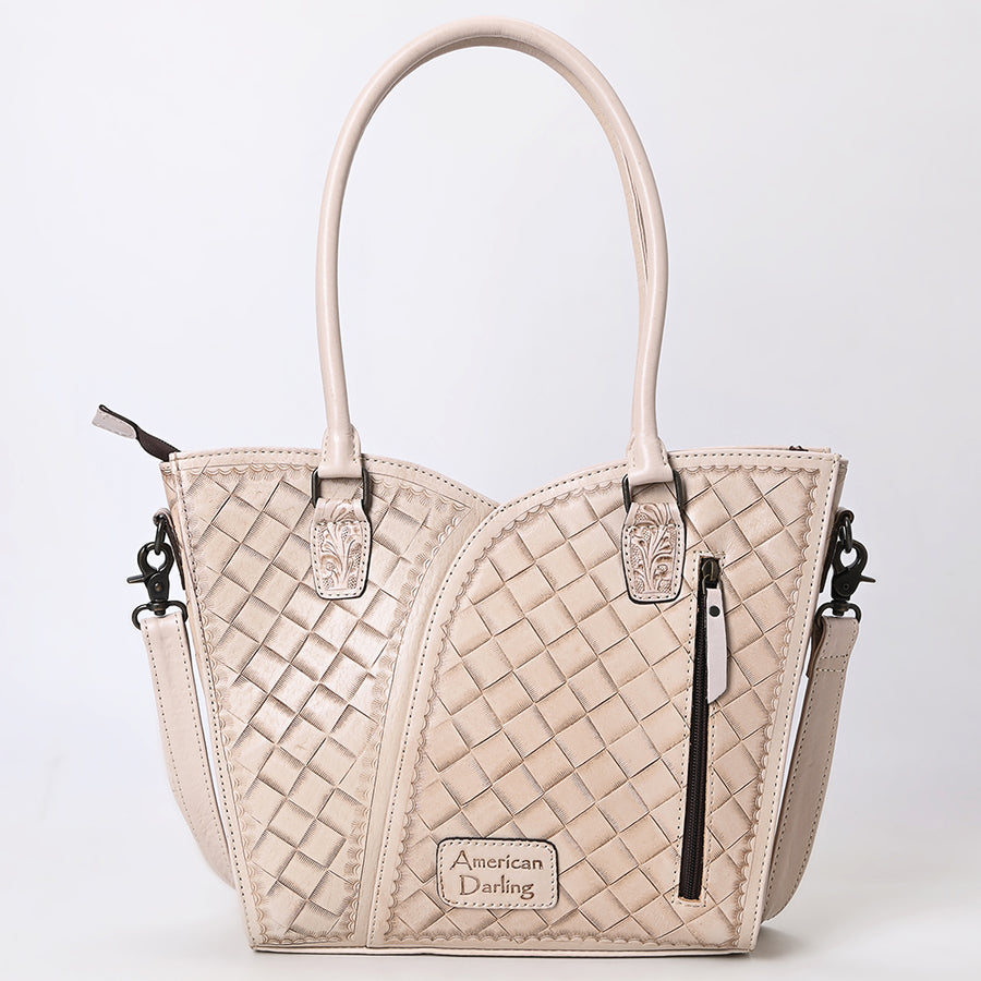 American Darling Western Tote Bag, Hand Tooled Genuine Leather, Floral Carved Design, Premium Craftsmanship & Everyday Carry