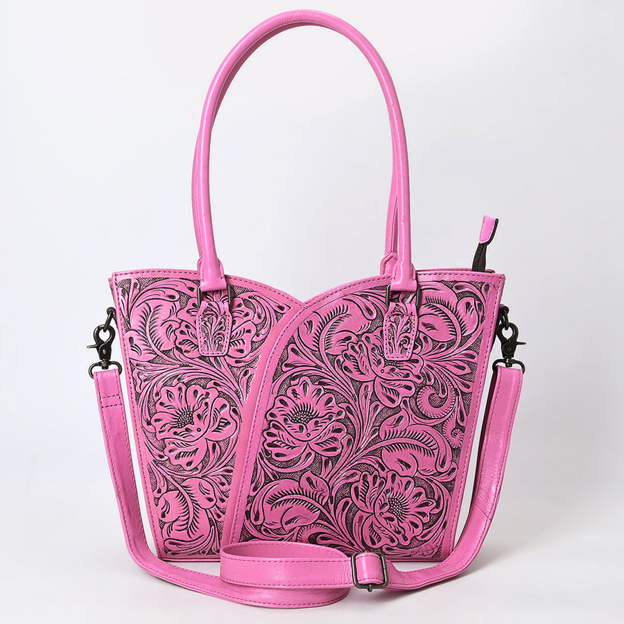 American Darling Western Tote Bag, Hand Tooled Genuine Leather, Floral Carved Design, Premium Craftsmanship & Everyday Carry