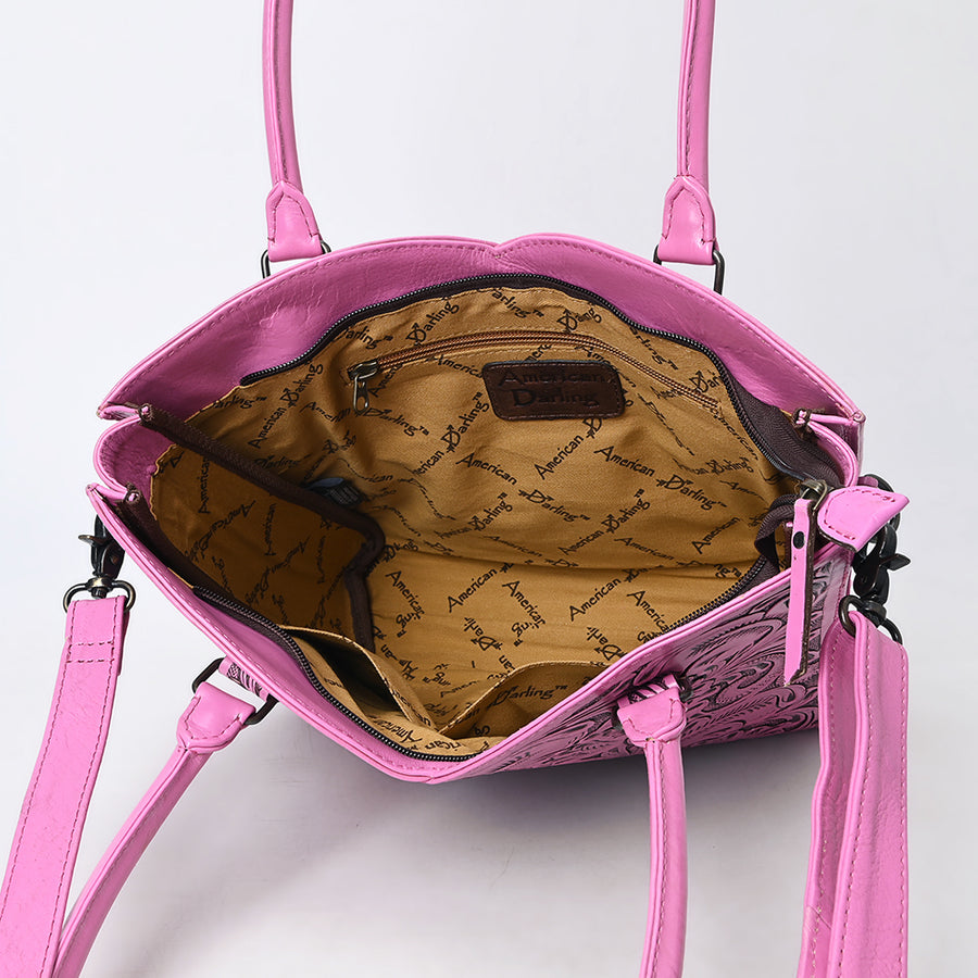 American Darling Western Tote Bag, Hand Tooled Genuine Leather, Floral Carved Design, Premium Craftsmanship & Everyday Carry