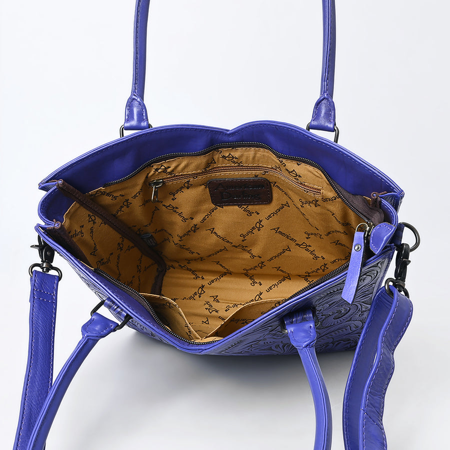 American Darling Western Tote Bag, Hand Tooled Genuine Leather, Floral Carved Design, Premium Craftsmanship & Everyday Carry