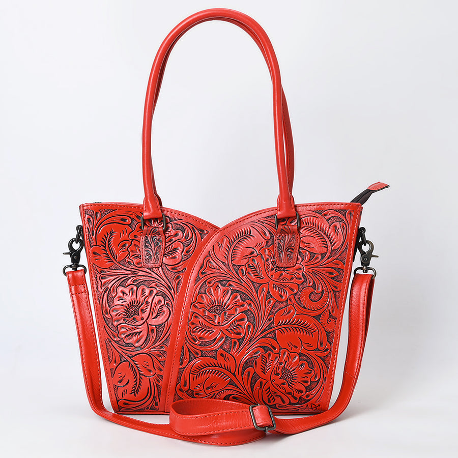 American Darling Western Tote Bag, Hand Tooled Genuine Leather, Floral Carved Design, Premium Craftsmanship & Everyday Carry