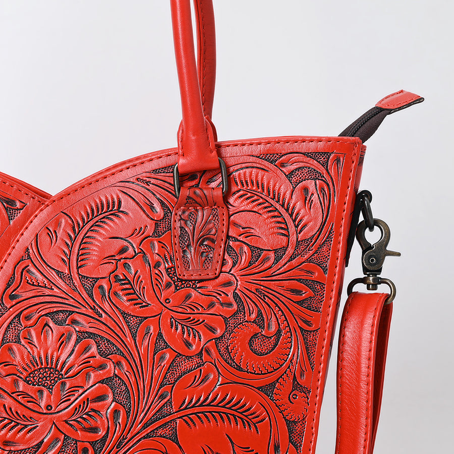 American Darling Western Tote Bag, Hand Tooled Genuine Leather, Floral Carved Design, Premium Craftsmanship & Everyday Carry