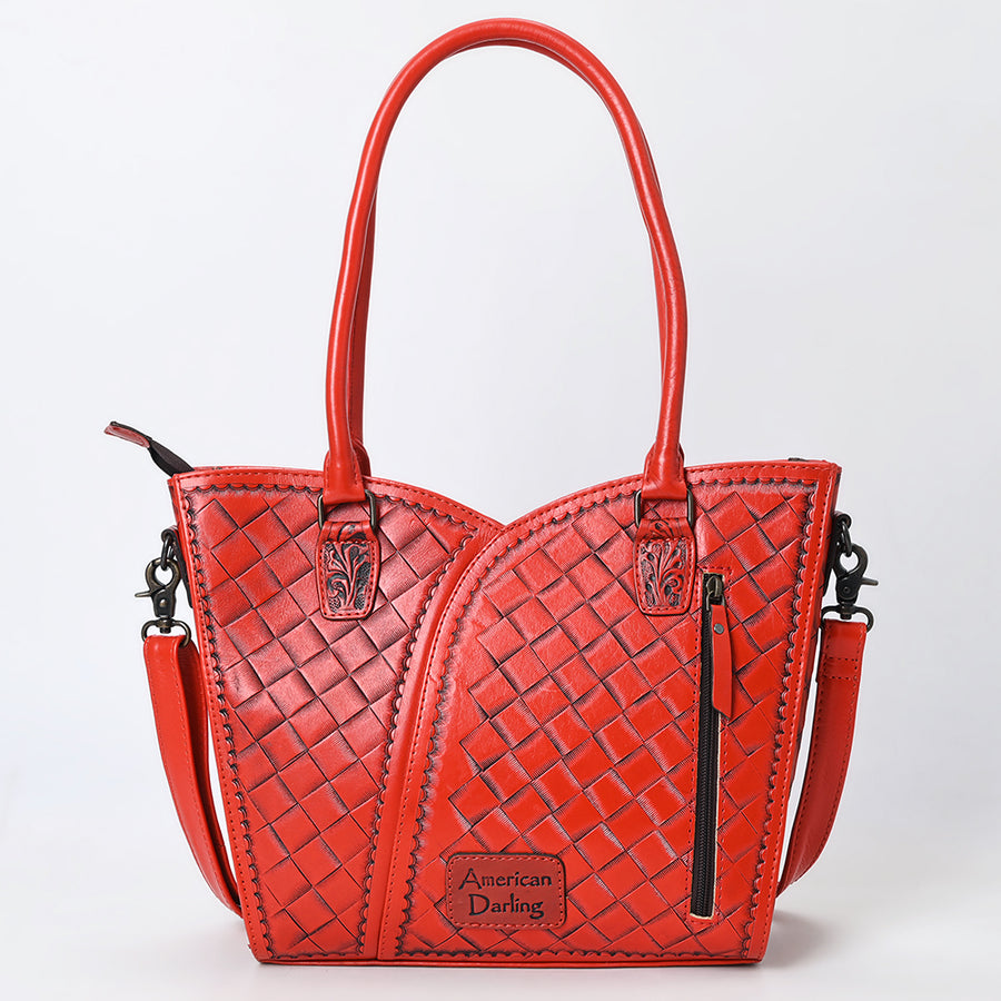 American Darling Western Tote Bag, Hand Tooled Genuine Leather, Floral Carved Design, Premium Craftsmanship & Everyday Carry