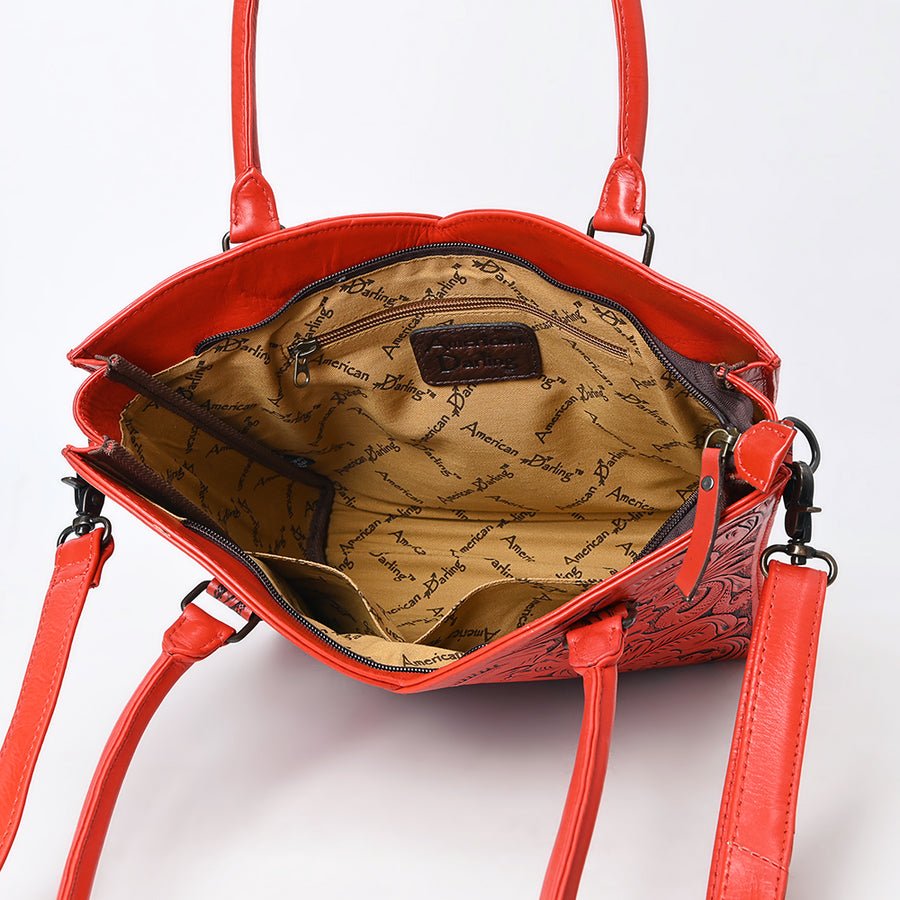 American Darling Western Tote Bag, Hand Tooled Genuine Leather, Floral Carved Design, Premium Craftsmanship & Everyday Carry