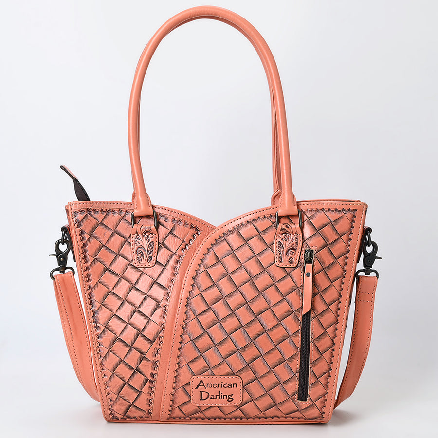 American Darling Western Tote Bag, Hand Tooled Genuine Leather, Floral Carved Design, Premium Craftsmanship & Everyday Carry