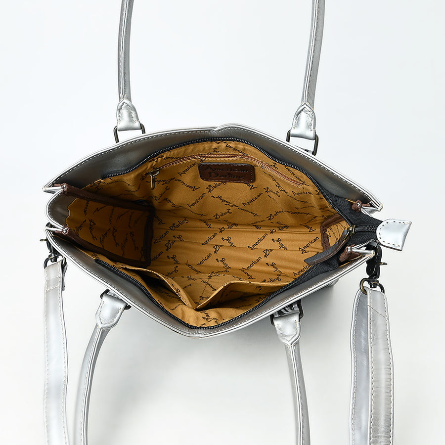 American Darling Western Tote Bag, Hand Tooled Genuine Leather, Floral Carved Design, Premium Craftsmanship & Everyday Carry