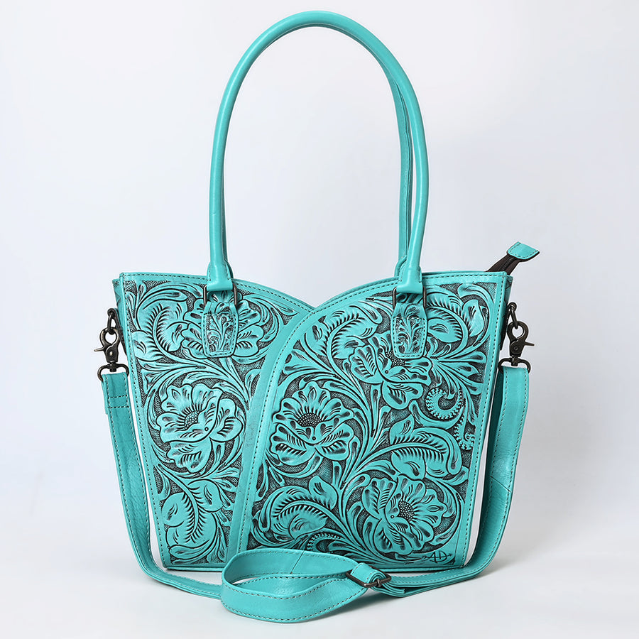 American Darling Western Tote Bag, Hand Tooled Genuine Leather, Floral Carved Design, Premium Craftsmanship & Everyday Carry