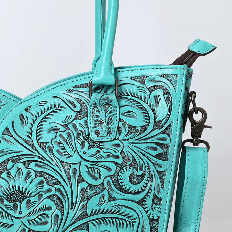 American Darling Western Tote Bag, Hand Tooled Genuine Leather, Floral Carved Design, Premium Craftsmanship & Everyday Carry