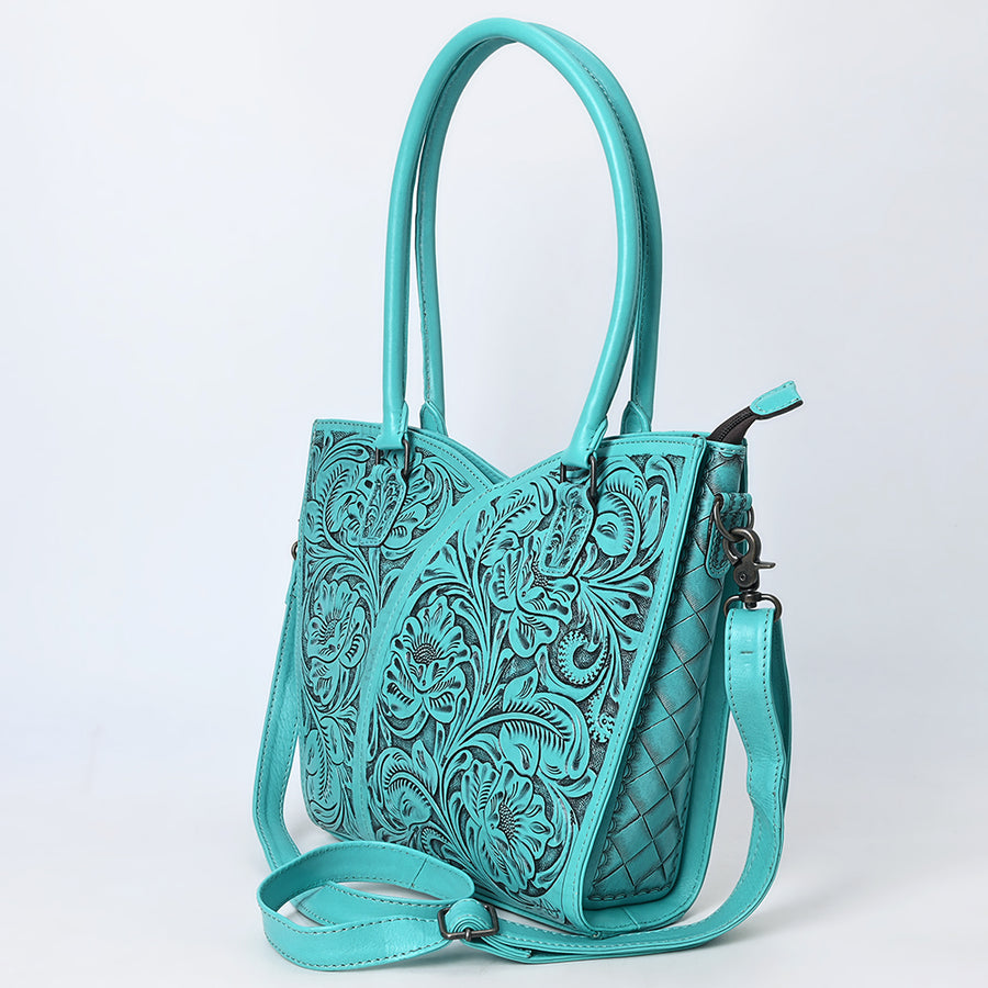 American Darling Western Tote Bag, Hand Tooled Genuine Leather, Floral Carved Design, Premium Craftsmanship & Everyday Carry