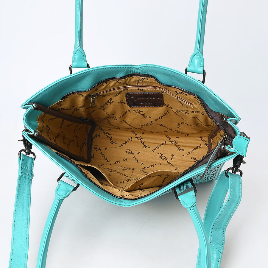 American Darling Western Tote Bag, Hand Tooled Genuine Leather, Floral Carved Design, Premium Craftsmanship & Everyday Carry