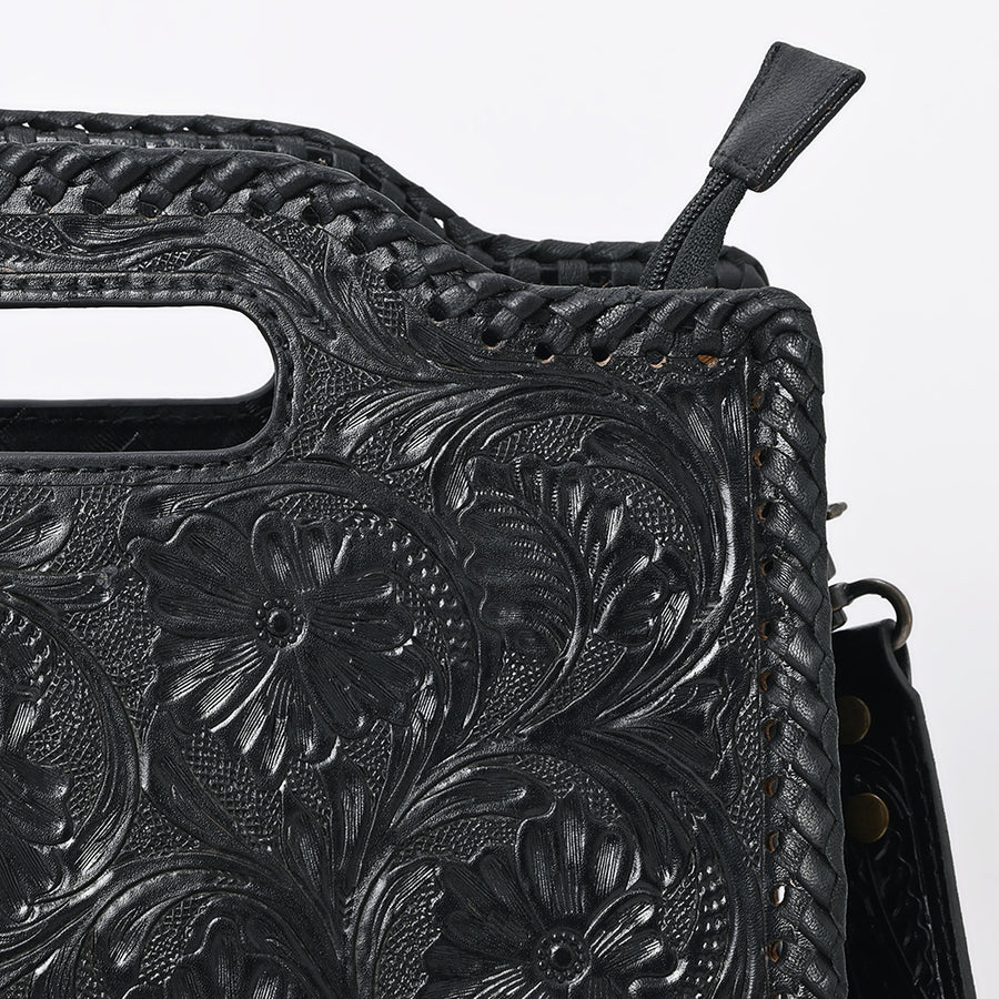 American Darling Western Hand-Tooled Genuine Leather Clutch Bag with Floral Carving, Premium Artisan Crafted Design