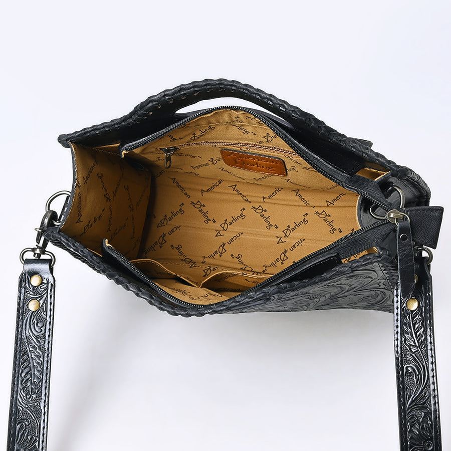 American Darling Western Hand-Tooled Genuine Leather Clutch Bag with Floral Carving, Premium Artisan Crafted Design