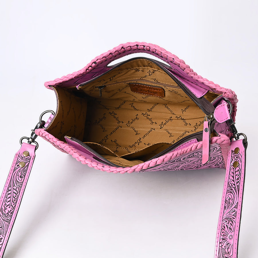 American Darling Western Hand-Tooled Genuine Leather Clutch Bag with Floral Carving, Premium Artisan Crafted Design