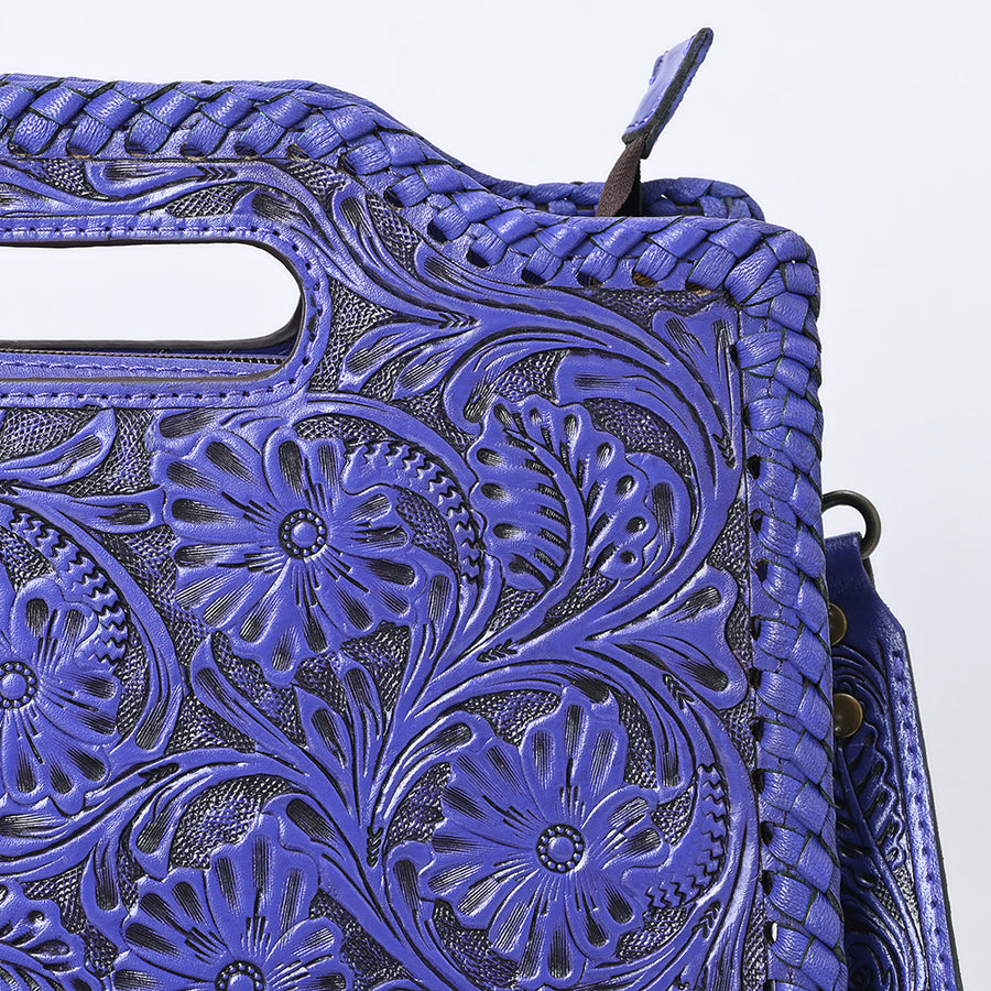 American Darling Western Hand-Tooled Genuine Leather Clutch Bag with Floral Carving, Premium Artisan Crafted Design