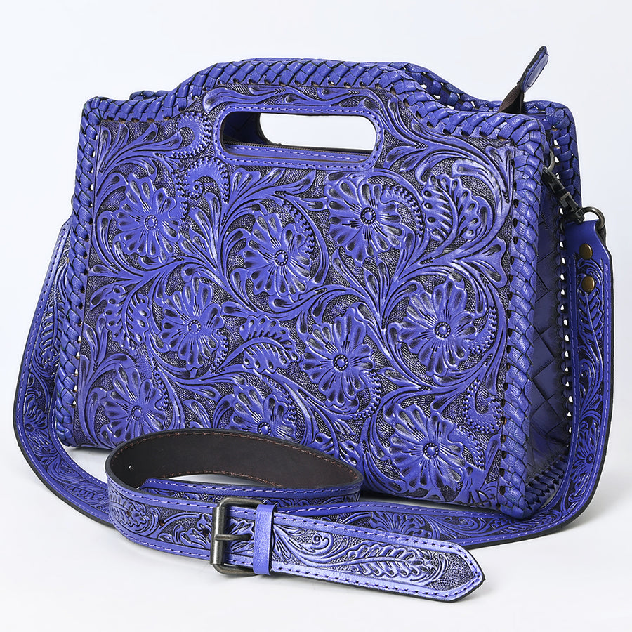 American Darling Western Hand-Tooled Genuine Leather Clutch Bag with Floral Carving - Uhorse