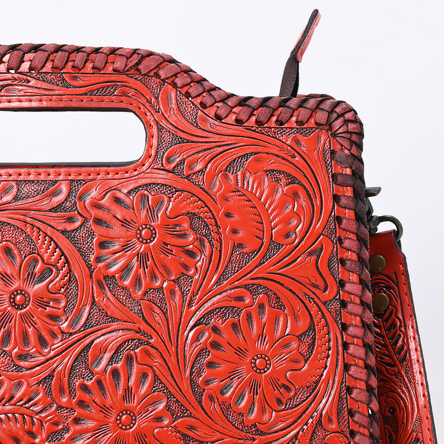 American Darling Western Hand-Tooled Genuine Leather Clutch Bag with Floral Carving, Premium Artisan Crafted Design