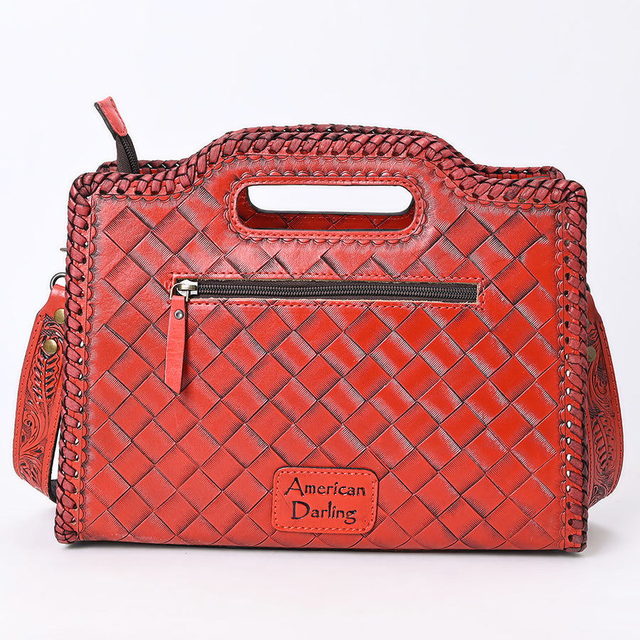 American Darling Western Hand-Tooled Genuine Leather Clutch Bag with Floral Carving, Premium Artisan Crafted Design