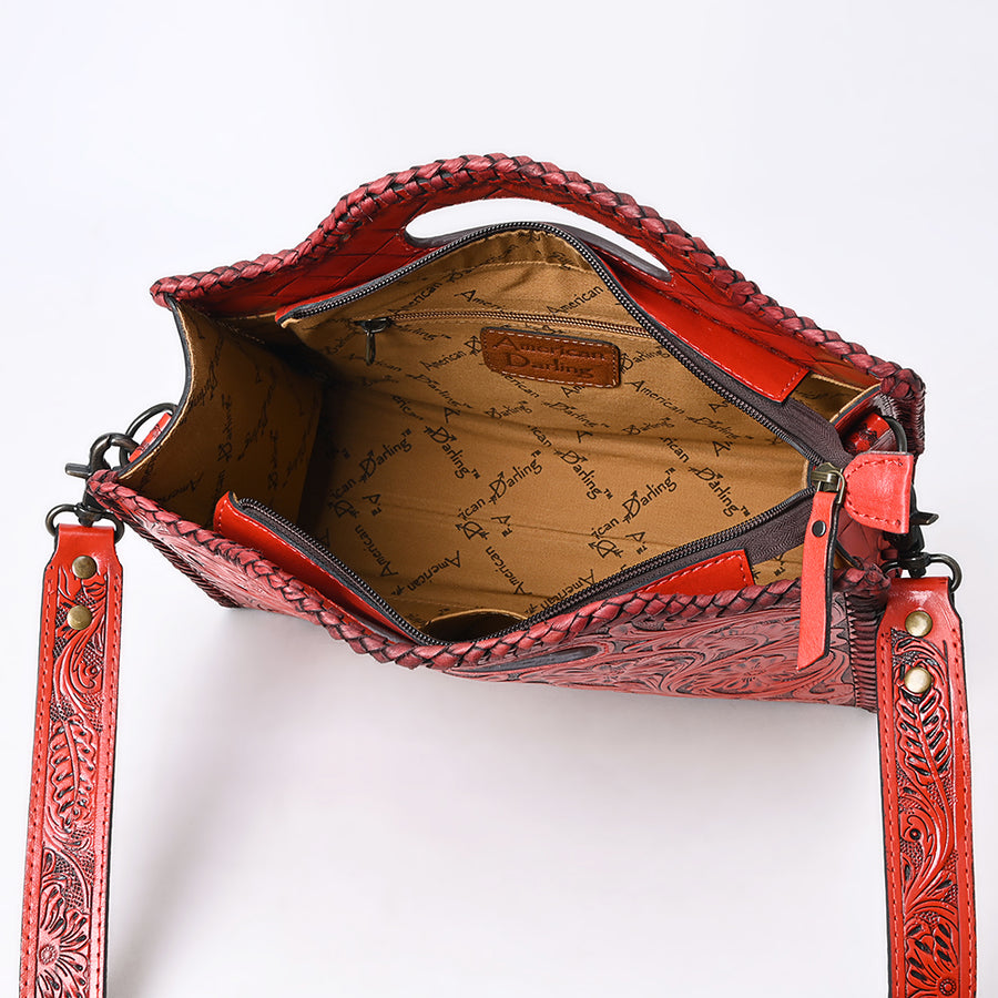 American Darling Western Hand-Tooled Genuine Leather Clutch Bag with Floral Carving, Premium Artisan Crafted Design