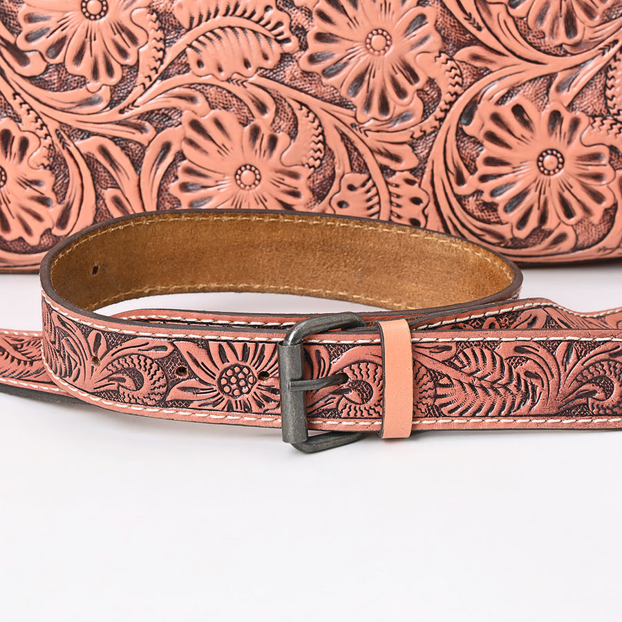 American Darling Western Hand-Tooled Genuine Leather Clutch Bag with Floral Carving, Premium Artisan Crafted Design