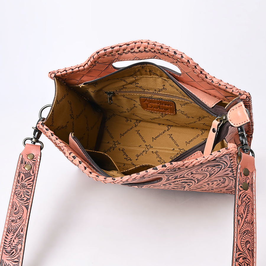 American Darling Western Hand-Tooled Genuine Leather Clutch Bag with Floral Carving, Premium Artisan Crafted Design