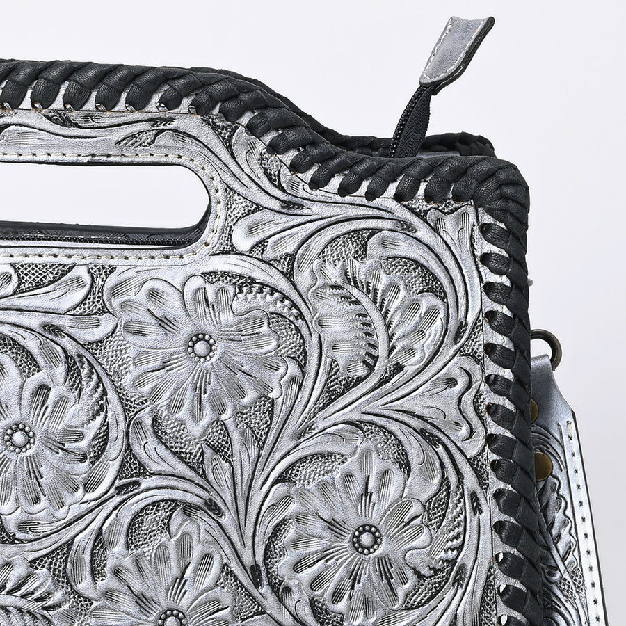 American Darling Western Hand-Tooled Genuine Leather Clutch Bag with Floral Carving, Premium Artisan Crafted Design