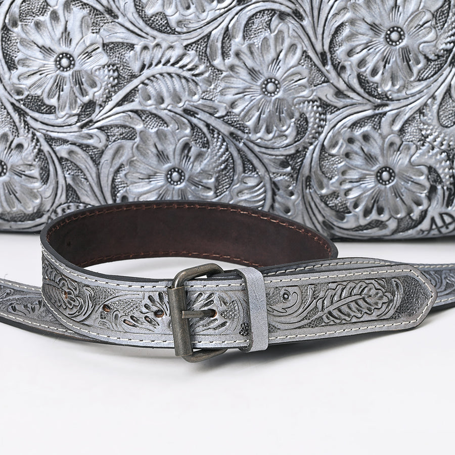 American Darling Western Hand-Tooled Genuine Leather Clutch Bag with Floral Carving, Premium Artisan Crafted Design