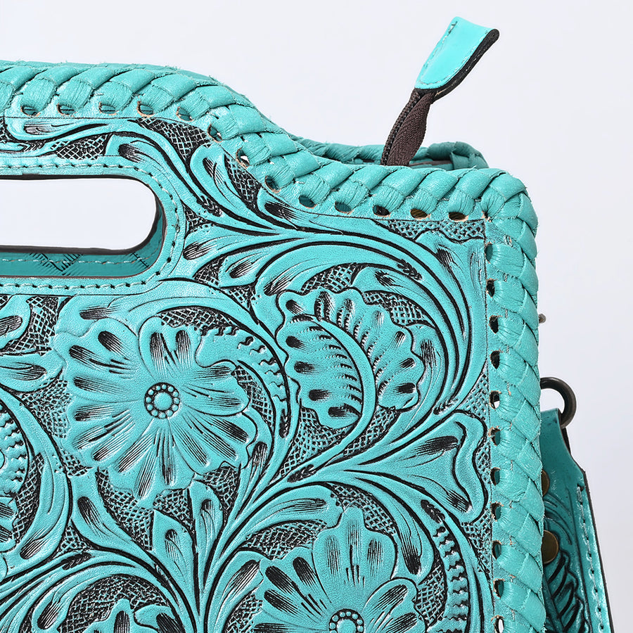 American Darling Western Hand-Tooled Genuine Leather Clutch Bag with Floral Carving, Premium Artisan Crafted Design
