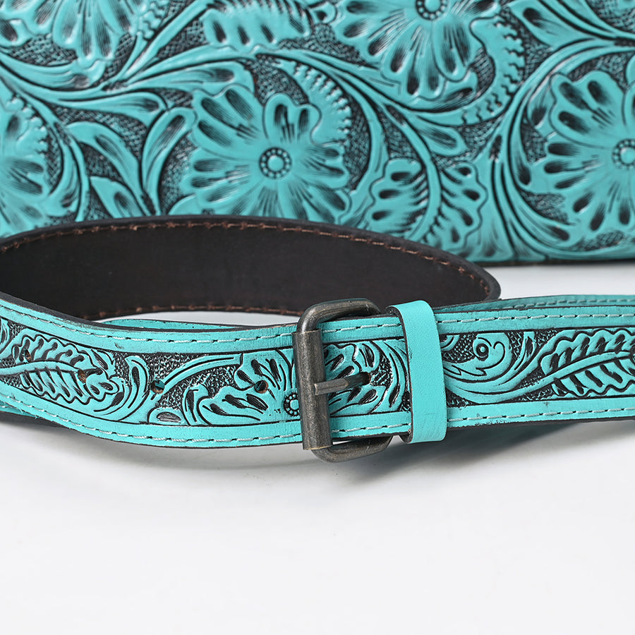 American Darling Western Hand-Tooled Genuine Leather Clutch Bag with Floral Carving, Premium Artisan Crafted Design