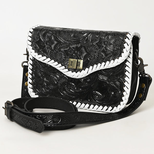 American Darling Western Genuine Leather Small Cross Body Bag with Hand-Tooled Floral Design - Uhorse