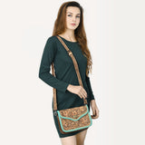 Crossbody Hand Tooled Genuine Leather women bag western handbag purse