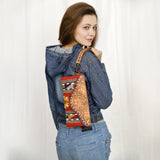 American Darling Wristlet Hand Tooled Upcycled Wool Genuine Leather Women Bag Western Handbag Purse